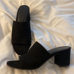 Black suede mule sandals